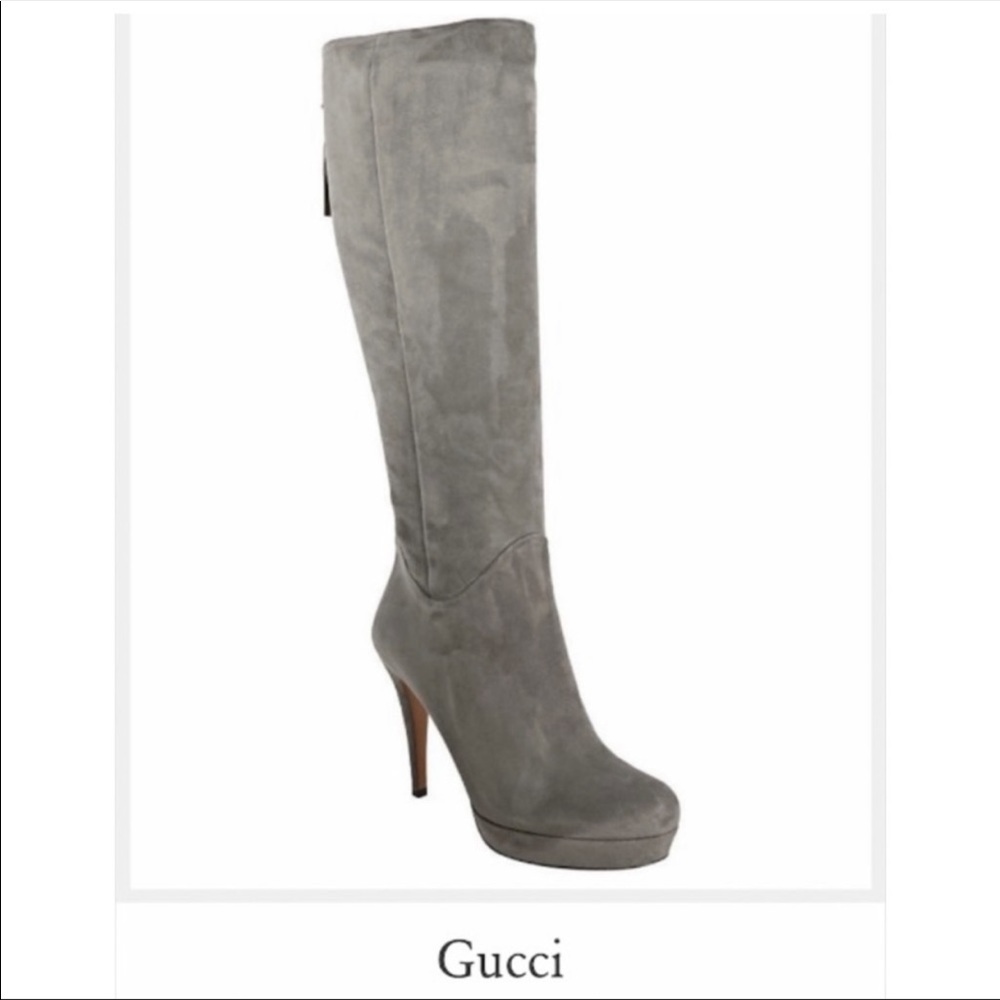 Gucci Grey Suede Platform Boot with Bamboo Tassel Size 37